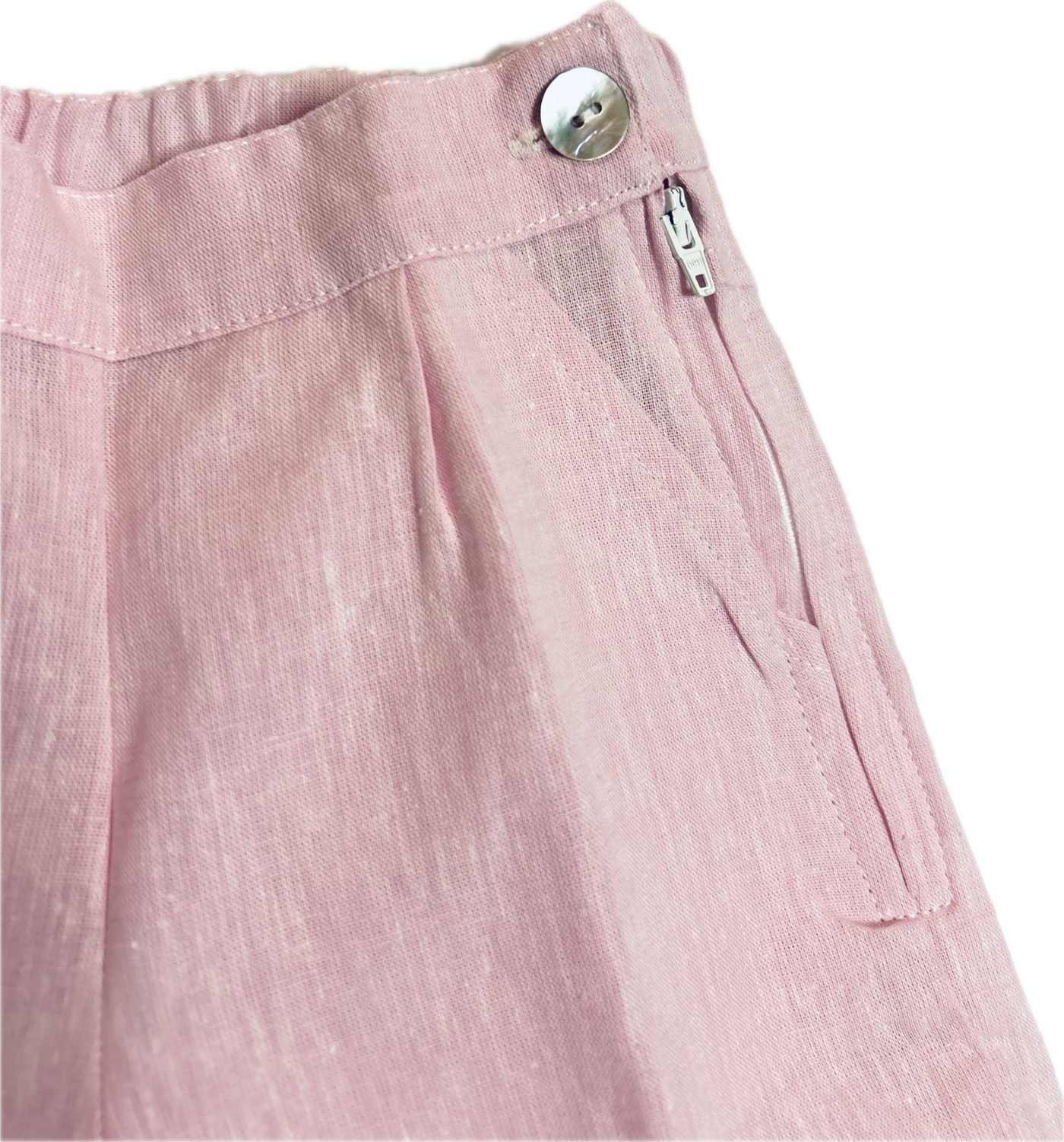 Pantaloncino corto Mavilu modello Elba in 100% cotone con zip laterale e bottone