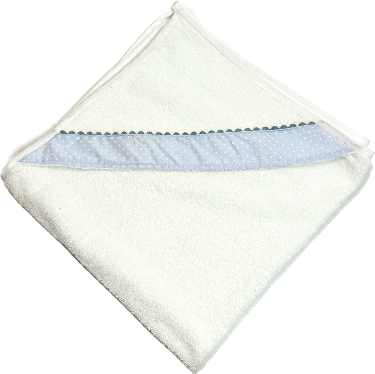 Accappatoio modello triangolo per neonati con inserto in cotone azzurro con stelline